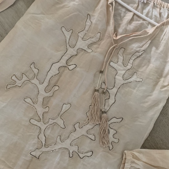 TASHIA London Boho tassels beaded coral Top Size‎ Small Summer cream vacation - Picture 12 of 13